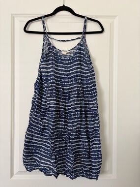 Roxy Blue and White Striped Tie-Dye Sundress